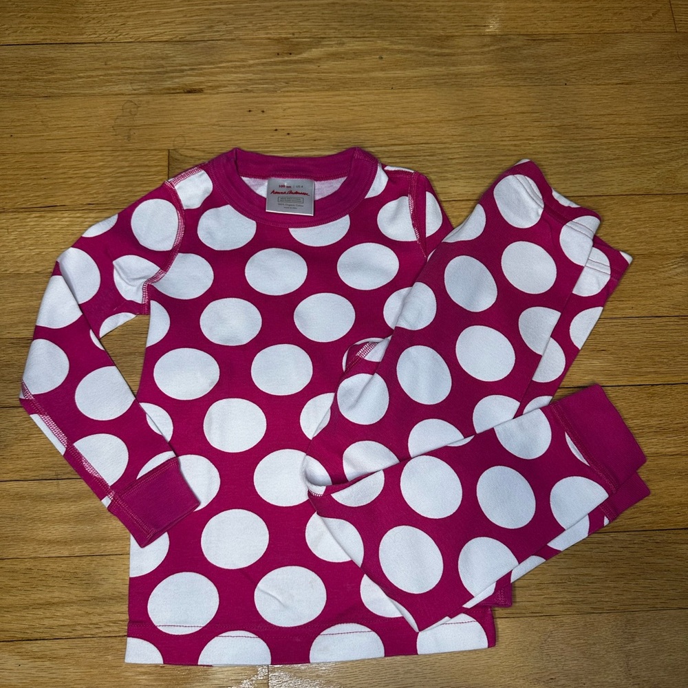 Hanna Andersson Pink and White Polka Dot Kids Pajama Set